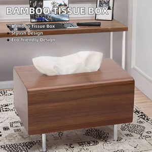 Boîte à mouchoirs de bureau au design moderne, personnalisable, en bois de bambou, simple et élégante - Product Image 2