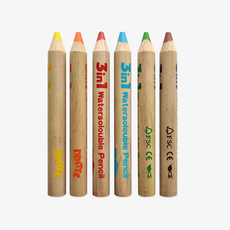 Нетоксичные восковые карандаши 3 в 1, 6/12 шт. в упаковке, большие цветные карандаши с EN71 и FSC