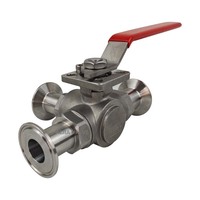 Vanne à boisseau sphérique sanitaire à raccord Tri-Clamp, port en L, poignée manuelle pour l'eau, OEM