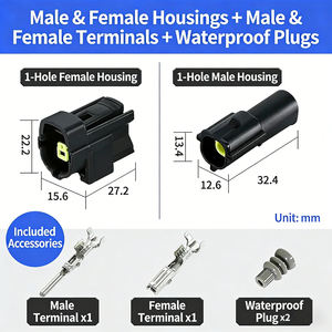 Conector de Terminal de Enchufe Impermeable para Automóvil AMP de Latón IP67, 4/6/8/12 Pines, Macho y Hembra, Serie 1.8 - Product Image 6