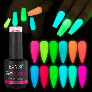 RONIKI private label soak off neon gel polish hema free wholesale glow in the dark uv gel nail polish