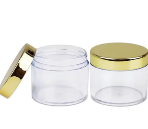 Pot en plastique à large ouverture vide avec couvercle doré brillant, autocollants personnalisés acceptés, 8 options de taille (25-1000 ml) - Product Image 6