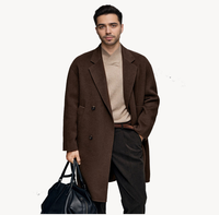 NARI Manteau en cachemire 100% pour hommes Vêtements de luxe d'hiver en tissu cachemire à double boutonnage pour l'hiver