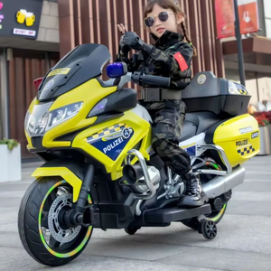 Moto électrique grande taille pour enfants, voiture porteur en plastique alimentée par batterie 12V, roues puissantes, jouet inspiré de la police - Product Image 2