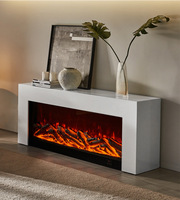 Soporte de TV con Chimenea Eléctrica, Marco de Imitación Mármol, Calefacción Personalizada, Llama Simulada para Sala de Estar, Decoración del Hogar