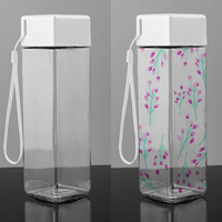 Bouteille de boisson en plastique transparente et Portable, bouteille d'eau étanche, nouvelle bouteille d'eau carrée en plastique avec Lope, vente en gros