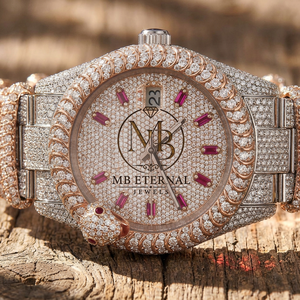 Luxury Unisex Men's Diamond Moissanite Encrusted Alloy <b>Case</b> 41mm Dial Sapphire Crystal ETA Quartz <b>Watch</b> Buckle Analog-Digital - Product Image 4