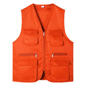 Gilet de travail multi-poches orange taille L en polyester, gilet tactique pour le travail - Product Image 1