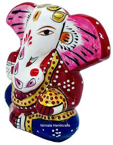 Statue de Ganesha en métal fait main, taille réelle, multicolore, en forme de cœur, artisanat Nirmala, provenant du Rajasthan, décoration d'intérieur - Product Image 2