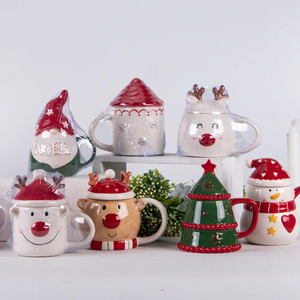 Taza Personalizada <span class=keywords><strong>de</strong></span> Cerámica con Dibujos Animados Lindos, Pintada a Mano, con Coloridos Árboles <span class=keywords><strong>de</strong></span> Navidad, Regalo para las Fiestas, Papá Noel, Renos y Muñeco <span class=keywords><strong>de</strong></span> Nieve - Product Image 5