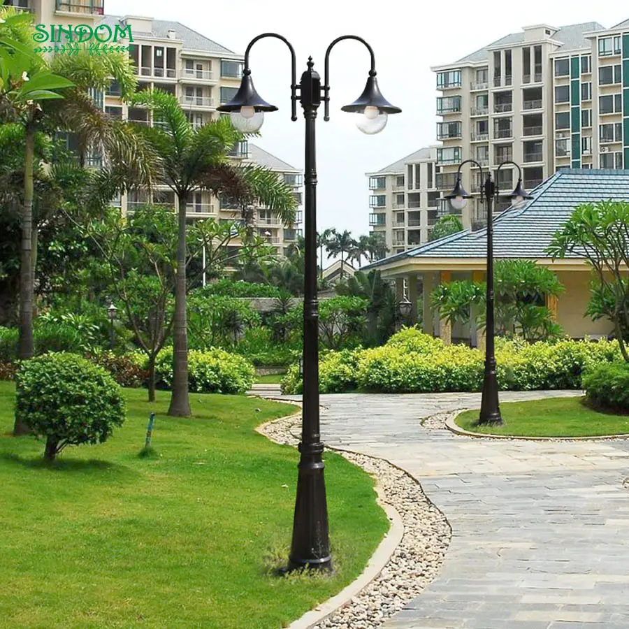 American Simple Design Decorative Street Post Lamp Traditional Decorative Vintage E27 Aluminum Garden Pole Light