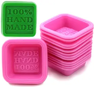 Ecológico fácil de limpiar DIY 100% moldes de jabón hechos a mano moldes de silicona cuadrados individuales herramientas para pasteles hacer pasteles o jabón