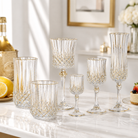 Luxuriöses Handgeblasenes Kristallglas-Set mit Goldrand 5-teilig Asiatischer Zen-Stil Umweltfreundliche Elegante Weingläser