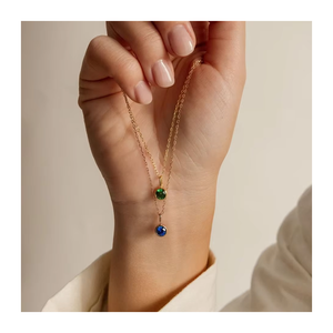 Penjualan terlaris tahan air 14k lapis emas baja tahan karat 12 warna Batu lahir liontin kalung perhiasan bagus grosir - Product Image 1