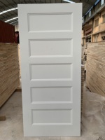 Porte intérieure en bois massif à 5 panneaux, style Shaker, avec double vitrage, pré-encollée
