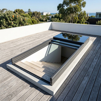 Fenêtre de toit en aluminium robuste à panneaux multiples empilés pour villa à toit plat, étanche, pour projets résidentiels