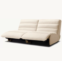 Canapé modulaire sans accoudoirs Chelsea, électrique et inclinable, deux places, en tissu, pieds en bois, couleur personnalisable, moderne, pour salon