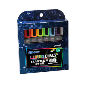 Lot de 8 stylos marqueurs à <span class=keywords><strong>craie</strong></span> effaçable à sec SW086 à pointe réversible <span class=keywords><strong>pour</strong></span> tableau noir - Product Image 3