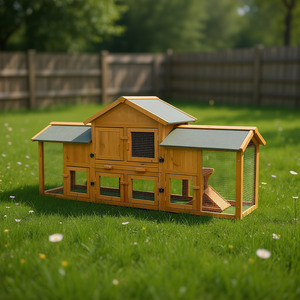 Cage pour lapin Teddy rouge haricot 79,5 pouces, extra large, avec deux enclos, plateau amovible, toit imperméable, mobilier d'extérieur pour animaux de compagnie - Product Image 2