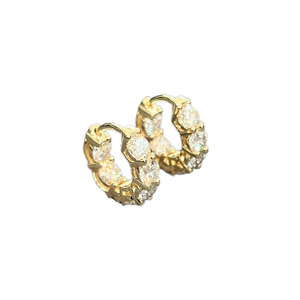 Pendientes de Aro con Circonita y Piedra Natural para Mujer, Diseño de Diseñador de Moda, Plata de Ley 925, Chapado en Oro de 18k, Regalo Moderno - Product Image 2