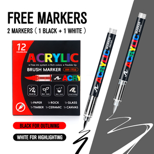 Pennarelli Acrilici a Punta Piatta 6mm, 12 Colori, Permanenti, a Base d'Acqua, Non Sbavanti, per Stampa UV su Vetro e Metallo, con Controllo Automatico dell'Inchiostro - Product Image 4