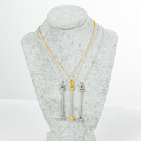Vente en gros de colliers à breloques en perles faites à la main en 3 couleurs, accessoires de bijoux pour femmes, pendentif DIY, perles métalliques