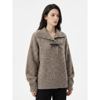 Nouveau design – Pull décontracté en laine tricotée pour femme avec col à revers et boutons en corne, idéal pour l'automne et l'hiver, personnalisable
