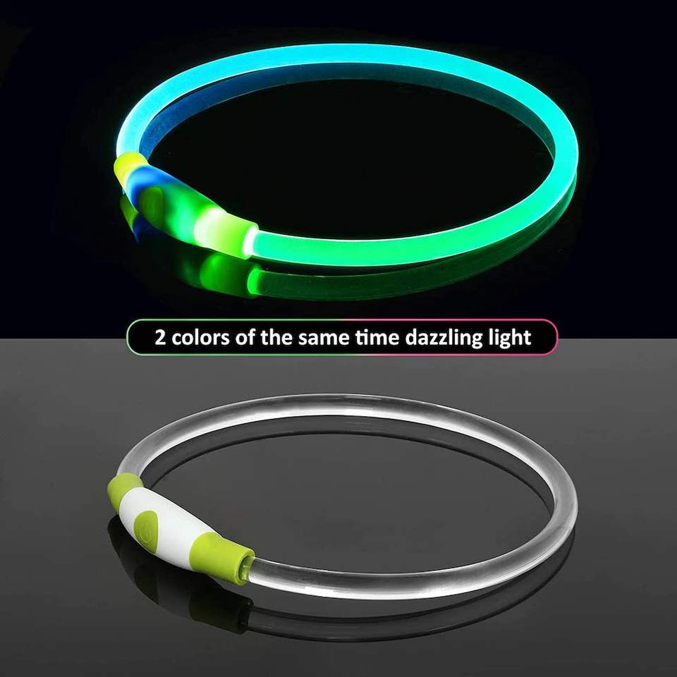 Dual RGB LED Waterproof Dog Collar with Flashing Light - Image 2