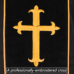 Túnicas de Graduación Escolares Negras al por Mayor, Diseño Personalizado, Estilo Wesley, para Clérigos, con Ribete Dorado, Frente de Terciopelo, Unisex, para Adultos - Product Image 3