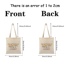 Sac fourre-tout personnalisé en toile avec motif « Je suis en fait assez grand pour un Hobbit » – Sac à bandoulière personnalisé pour le voyage, sac de shopping pour femme - Product Image 2