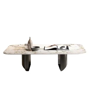 Mesa de centro de mármol, muebles rectangulares modernos y minimalistas para sala de estar, estilo nórdico de alta gama - Product Image 5
