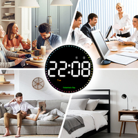 Horloge murale LED intelligente géante ronde avec affichage des points, heure, seconde, température, veilleuse, alarme, date et jour pour la décoration intérieure