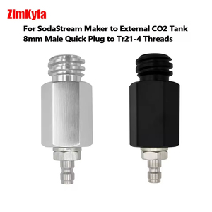 Adaptateur de déconnexion rapide mâle 8 mm pour machine à soda Sodastream Tr21-4, pour raccorder un réservoir de CO2 externe, noir et argent - Product Image 2