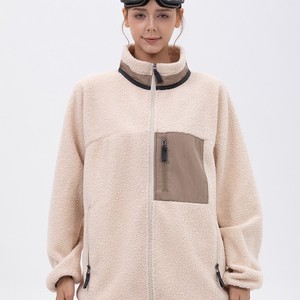 Combinaison <span class=keywords><strong>de</strong></span> <span class=keywords><strong>ski</strong></span> décontractée d'hiver en laine d'agneau à col montant pour hommes, <span class=keywords><strong>veste</strong></span> polaire chaude avec fermeture à glissière, conception transfrontalière - Product Image 2