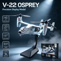 Modèle d'avion militaire à rotor inclinable V22 Osprey à l'échelle 1:72, modèle de collection statique d'avion de l'armée américaine, jouet pour les amateurs d'aviation