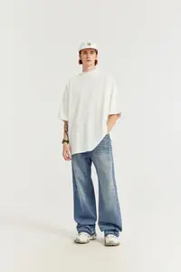 Bufa fabricants de jeans personnalisés 100% coton grande taille jeunes jeans noirs et bleus hommes pantalons droits jeans bruts