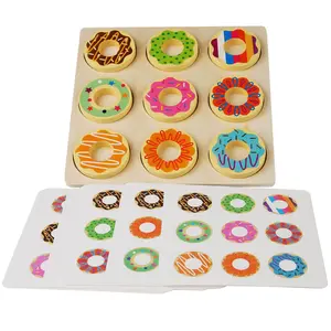 Ahşap oyuncaklar Montessori Donut renkli bilişsel oyun eşleştirme eğitici oyuncak sıralama oyunu çocuklar için