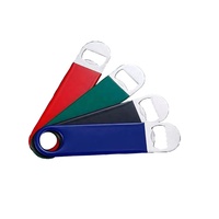 Ouvre-bouteille de bar personnalisé en acier inoxydable par sublimation, lame plate noire vierge pour marque, ouvre-bouteille de bière pour bar