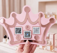 Support de Code QR en Acrylique Doré Effet Miroir, Plaque Personnalisée Multi-Plateformes Sociales à Scanner pour Salons de Beauté et Petites Entreprises