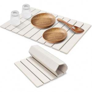 Tapis de séchage de vaisselle en pierre au design moderne, pliable et à séchage instantané, résistant à la chaleur pour comptoir de cuisine fabriqué à la machine - Product Image 1