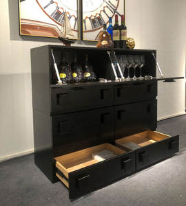 Meuble de salon en bois massif OAK <span class=keywords><strong>Carmen</strong></span> Accent, poignées solides, tiroirs en pin, rangement modulaire, 2 tiroirs, bar à domicile, salle à manger, hôtel - Product Image 3