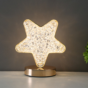 Lampe de table moderne de luxe dorée pour <span class=keywords><strong>restaurant</strong></span>, veilleuse LED en acrylique, recharge USB, batterie, commande tactile, abat-jour étoile <span class=keywords><strong>lune</strong></span> en dôme - Product Image 5