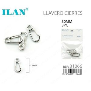 ILAN Keychain <b>Clips</b> 30mm Metal Carabiner <b>Hooks</b> for Keys and Bags 3Pc Pack - Product Image 1