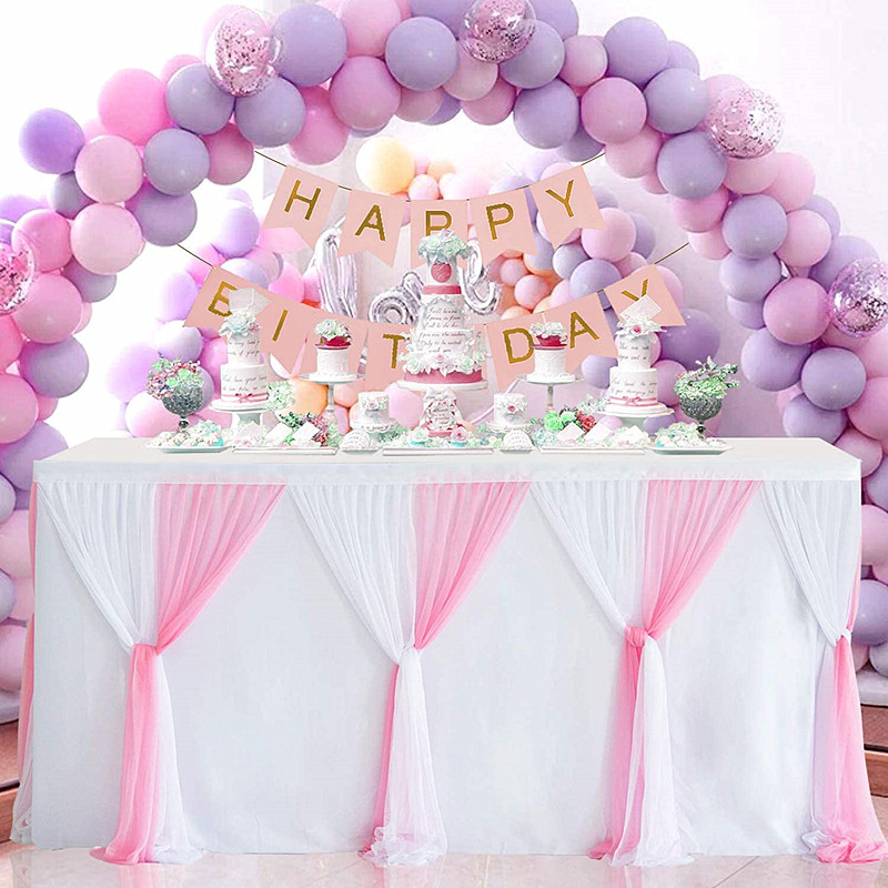 6ft Pink Tulle Table Skirt Gender Reveal party or Cake Dessert Buffet Banquet Table Decorations