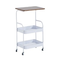 Table d'appoint mobile avec panier de rangement à 2 niveaux, table d'appoint roulante, structure en métal, roulettes verrouillables, table basse mobile pour salon
