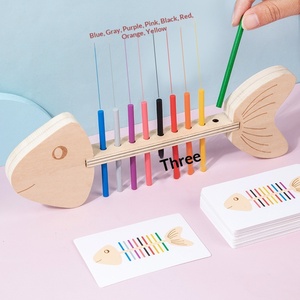 Giocattolo Educativo Montessori in Legno per l'Apprendimento Precoce dei Colori e l'Abbinamento a Forma di Lisca di Pesce per <span class=keywords><strong>Bambini</strong></span> - Product Image 4