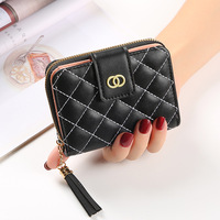 Dompet kulit ramping Mini murah kecil minimalis baru untuk wanita perempuan wanita dompet gaya rumbai tipis