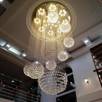 Lustre LED moderne de luxe en cristal K9, suspension longue pour hall de villa duplex, salon, escalier, hall d'hôtel