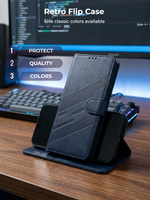 Étui en PU vintage résistant à l'usure, rangement sécurisé pour cartes, protection intégrale de l'écran et de l'objectif, coque de téléphone pour Honor 600/600 Pro
