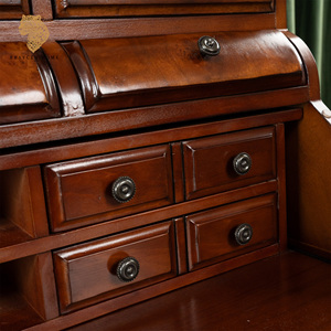 <span class=keywords><strong>Scrivania</strong></span> Secretaire Antica in Legno Massello Stile Americano Royal, Tavolo Marrone con Cassetti, Set Toeletta per Trucco, Design <span class=keywords><strong>Scrivania</strong></span> Secretaire - Product Image 5